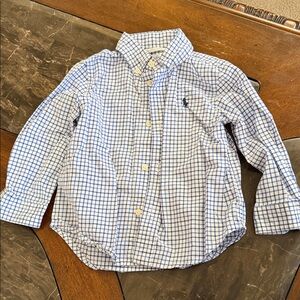 Polo by Ralph Lauren Kids Blue and White Checkered Button Down Shirt